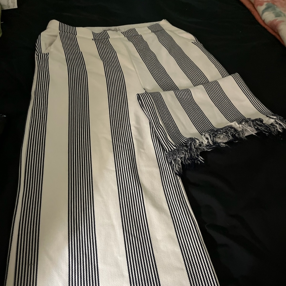 English Factory Wide Leg Striped Pants